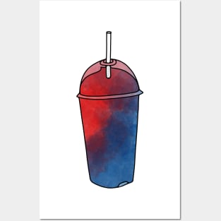 Red and Blue Slushie Watercolor Posters and Art